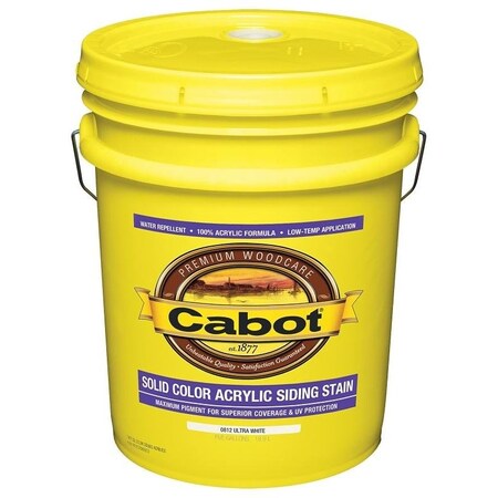 Cabot 800 Series 1400000008 Solid Color Siding Stain, Natural Flat, Ultra White, Liquid, 5 gal, Can 812